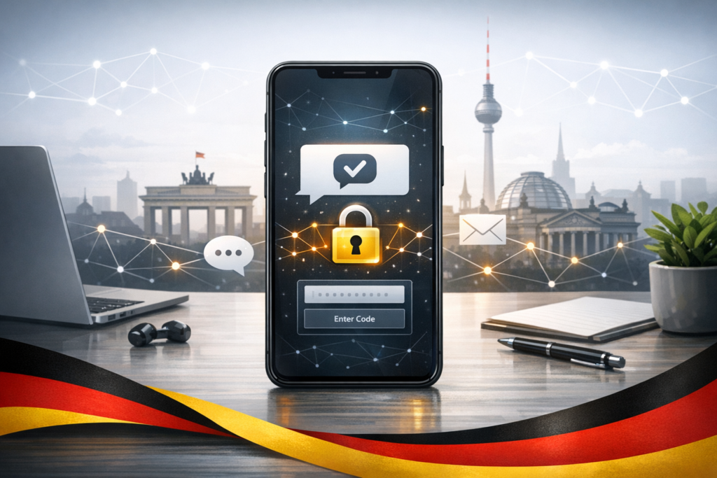 Almanya WhatsApp sanal numara ve güvenli SMS onay görseli